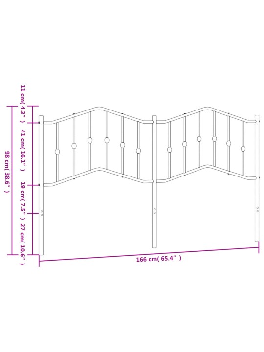 Metallinen sängynpääty musta 160 cm