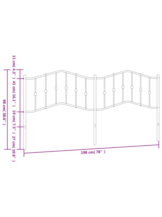 Metallinen sängynpääty musta 193 cm