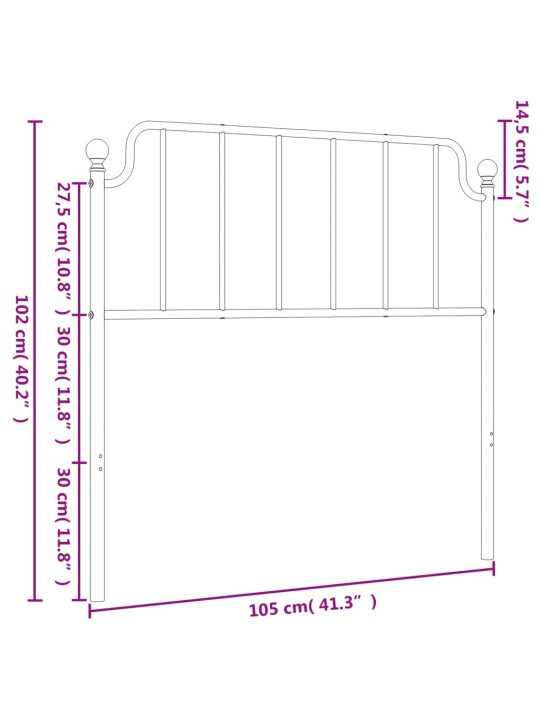 Metallinen sängynpääty musta 100 cm