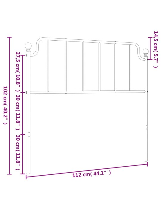 Metallinen sängynpääty musta 107 cm