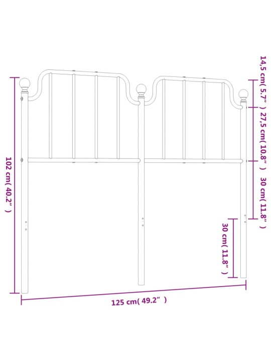 Metallinen sängynpääty musta 120 cm