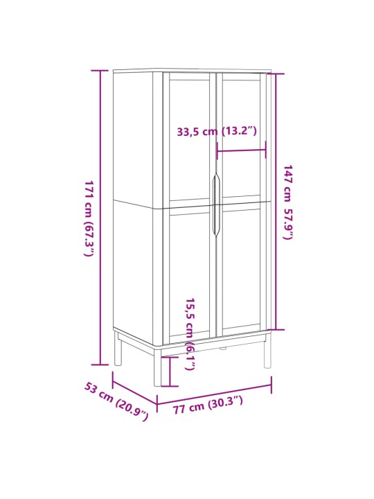 Vaatekaappi FLORO valkoinen 77x53x171 cm täysi mänty