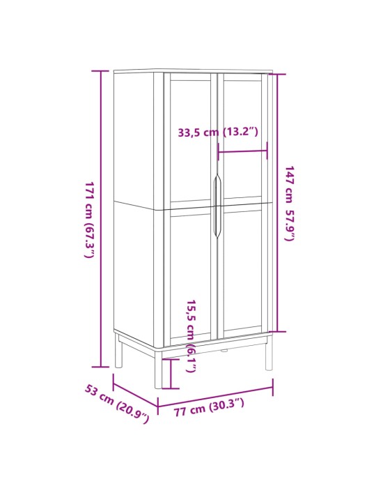 Vaatekaappi FLORO harmaa 77x53x171 cm täysi mänty