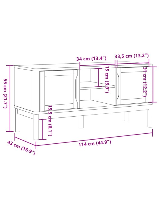 TV-taso FLORO harmaa 114x43x55 cm täysi mänty