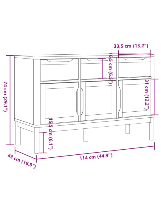 Senkki FLORO vahanruskea 114x43x74 cm täysi mänty