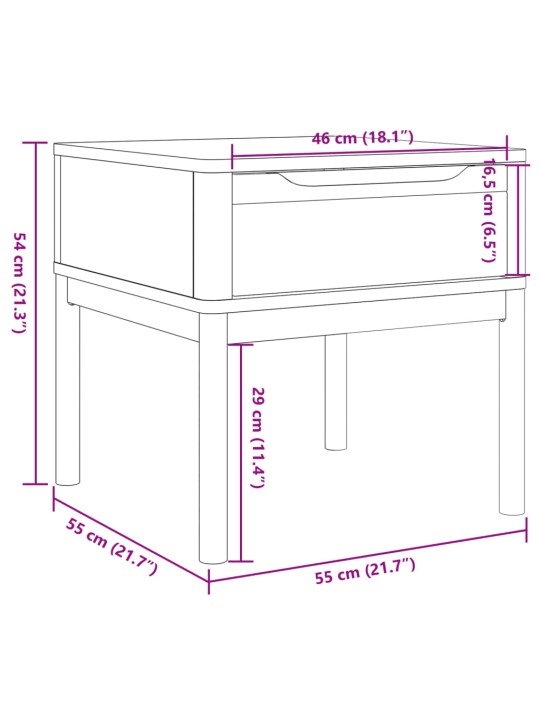 Konsolipöytä FLORO harmaa 55x55x54 cm täysi mänty