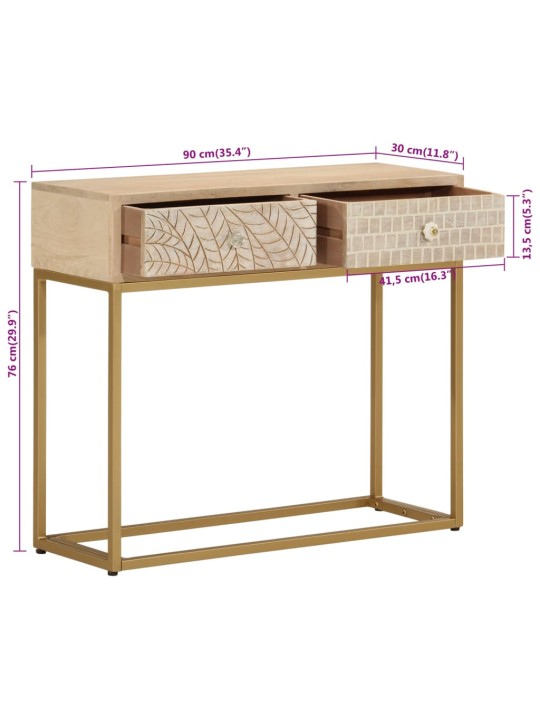 Konsolipöytä 90x30x76 cm täysi mangopuu ja rauta