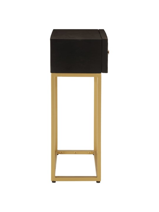Konsolipöytä musta 90x30x76 cm täysi mangopuu ja rauta
