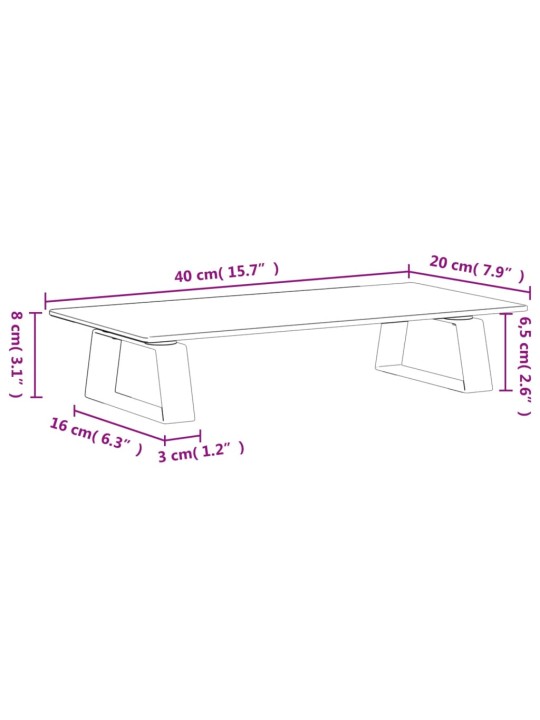 Näyttöteline valkoinen 40x20x8 cm karkaistu lasi ja metalli