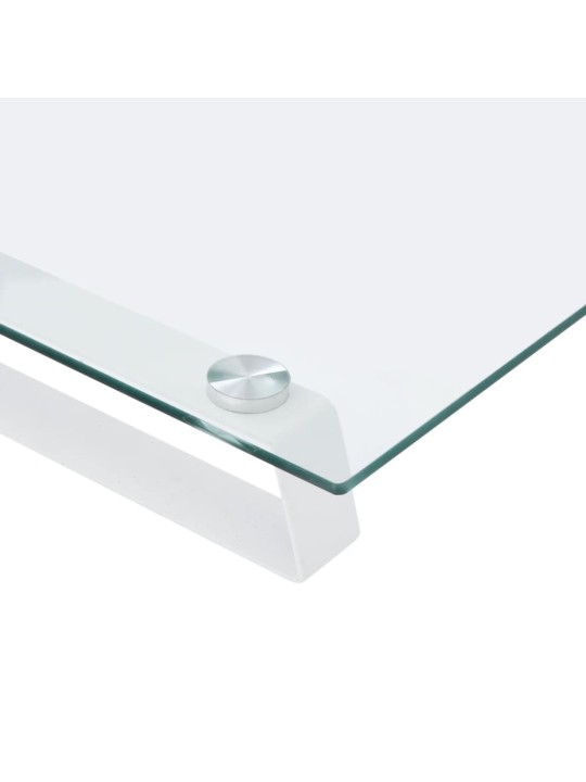 Näyttöteline valkoinen 100x35x8 cm karkaistu lasi ja metalli