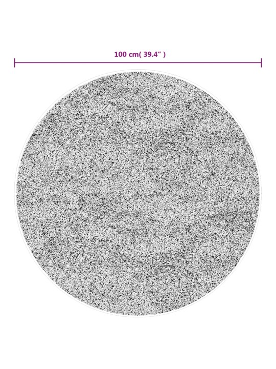 Pörrömatto korkeanukkainen moderni antrasiitti Ø 100 cm
