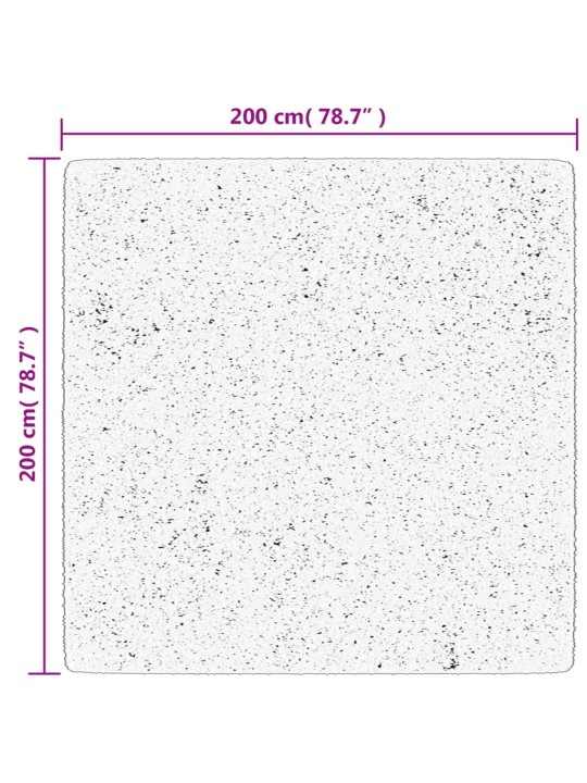 Pörrömatto korkeanukkainen moderni musta ja kerma 200x200 cm