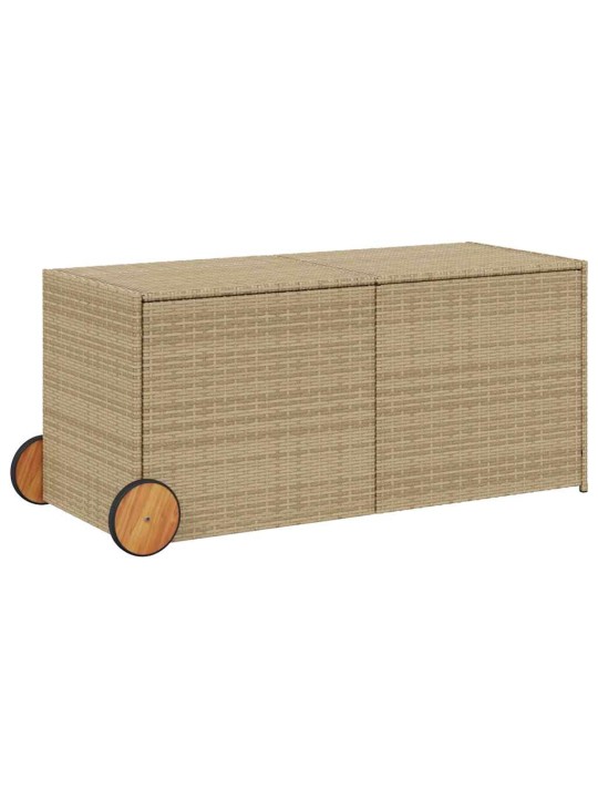 Puutarhan säilytyslaatikko pyörillä beige 283 l polyrottinki
