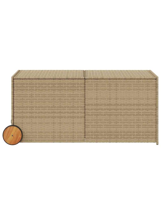 Puutarhan säilytyslaatikko pyörillä beige 283 l polyrottinki