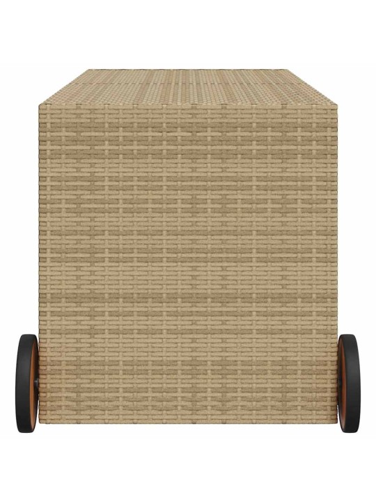 Puutarhan säilytyslaatikko pyörillä beige 283 l polyrottinki