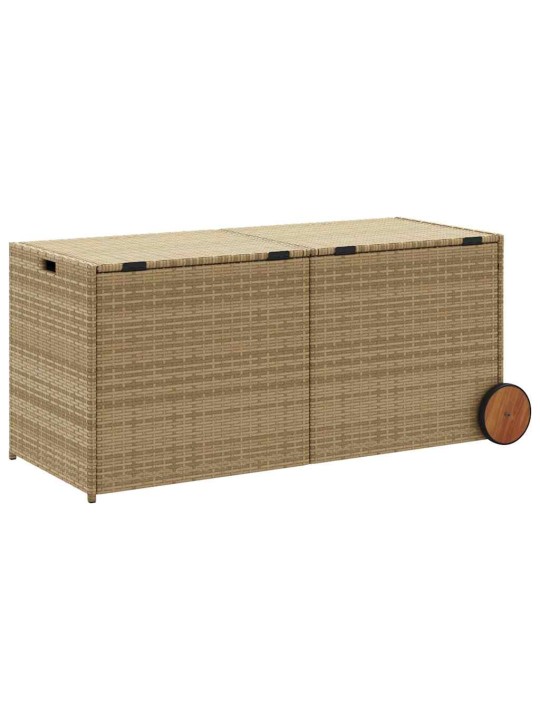 Puutarhan säilytyslaatikko pyörillä beige 283 l polyrottinki