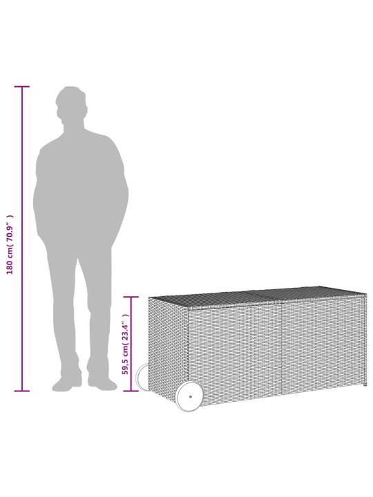 Puutarhan säilytyslaatikko pyörillä beige 283 l polyrottinki