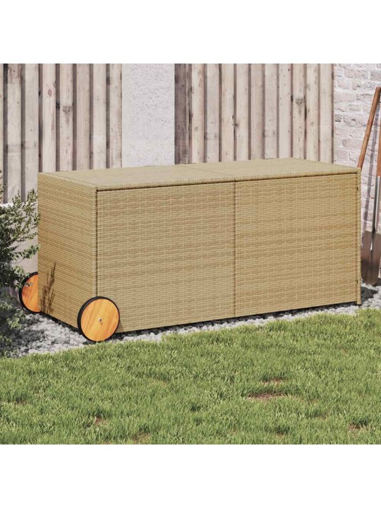 Puutarhan säilytyslaatikko pyörillä beige 283 l polyrottinki