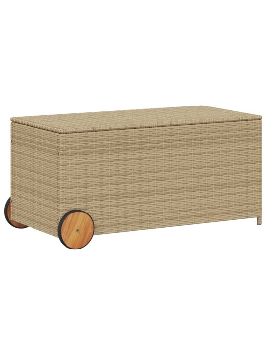 Puutarhan säilytyslaatikko pyörillä beige 190 l polyrottinki