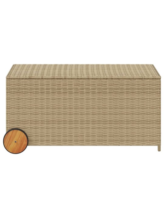 Puutarhan säilytyslaatikko pyörillä beige 190 l polyrottinki