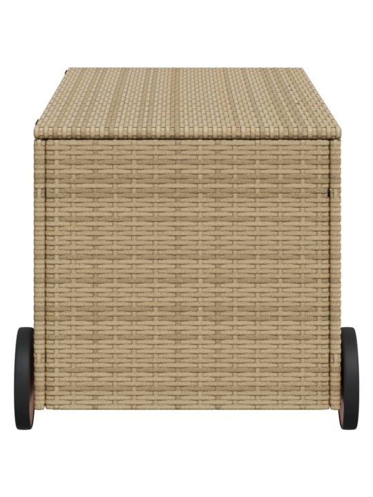 Puutarhan säilytyslaatikko pyörillä beige 190 l polyrottinki