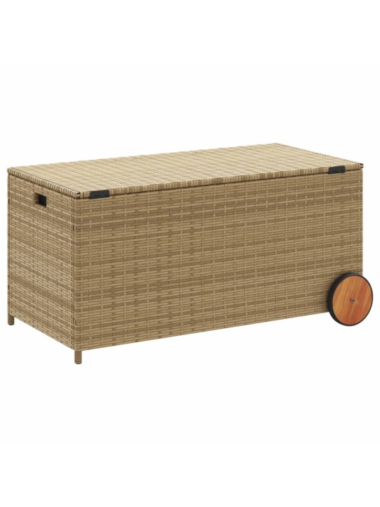 Puutarhan säilytyslaatikko pyörillä beige 190 l polyrottinki