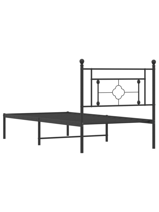 Metallinen sängynrunko päädyllä musta 90x190 cm