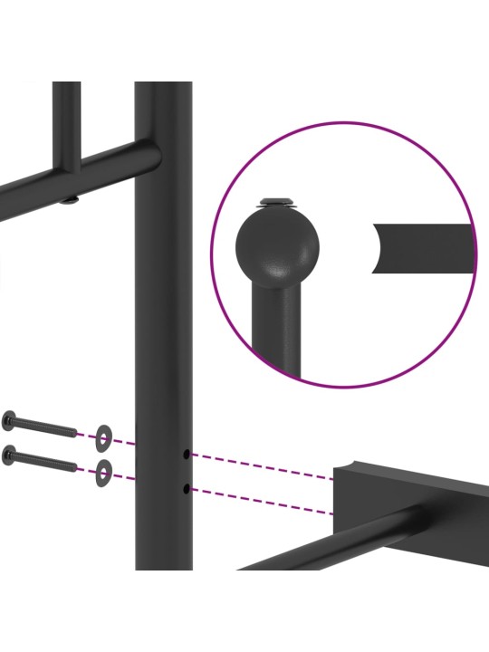 Metallinen sängynrunko päädyllä musta 183x213 cm