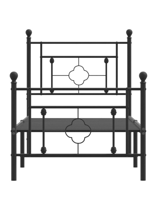 Metallinen sängynrunko päädyillä musta 80x200 cm