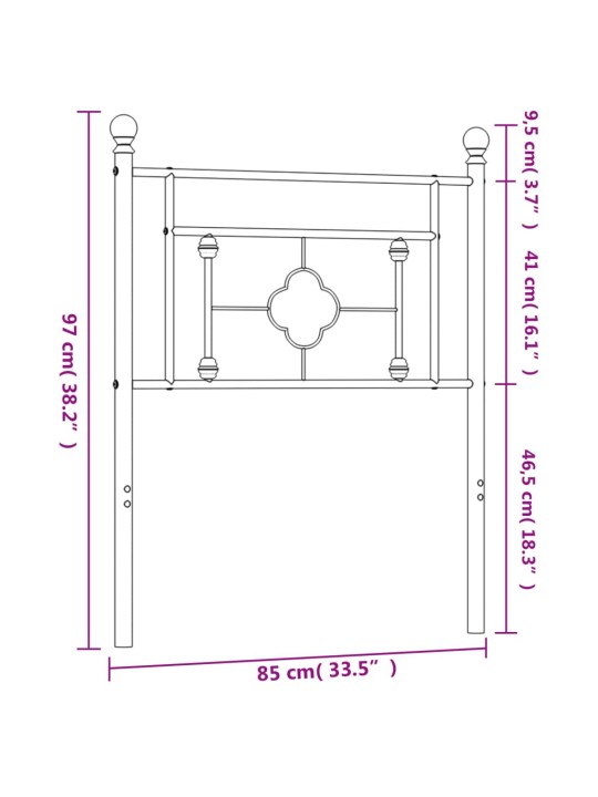 Metallinen sängynpääty musta 80 cm