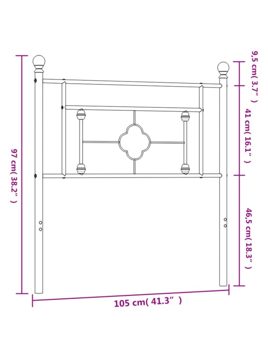 Metallinen sängynpääty musta 100 cm