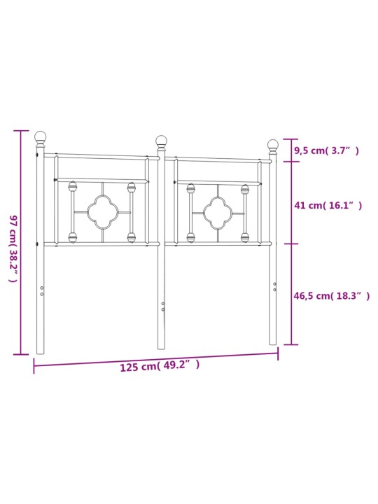 Metallinen sängynpääty musta 120 cm