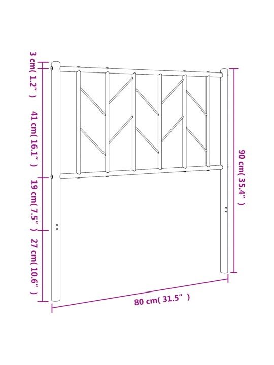 Metallinen sängynpääty musta 75 cm