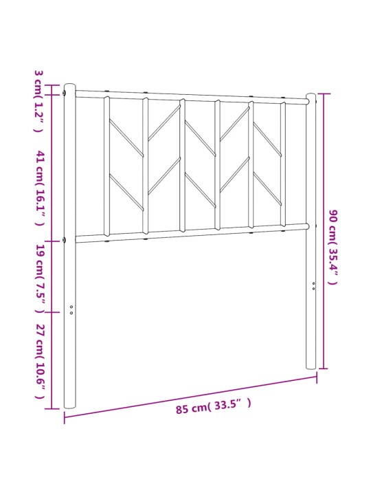 Metallinen sängynpääty musta 80 cm