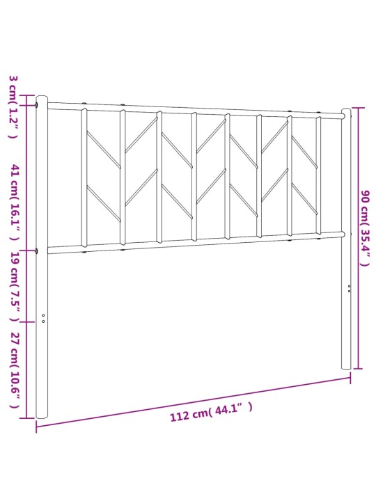 Metallinen sängynpääty musta 107 cm