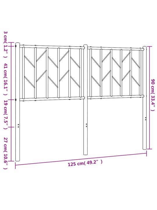 Metallinen sängynpääty musta 120 cm