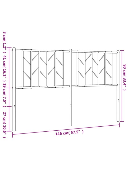 Metallinen sängynpääty musta 140 cm