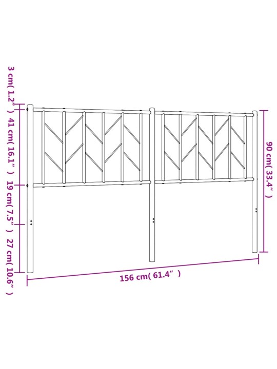 Metallinen sängynpääty musta 150 cm