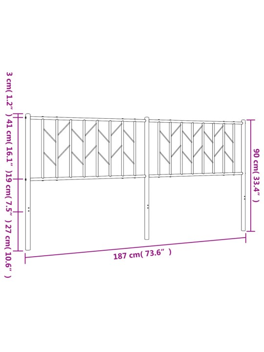 Metallinen sängynpääty musta 180 cm