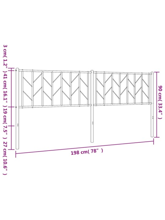 Metallinen sängynpääty musta 193 cm