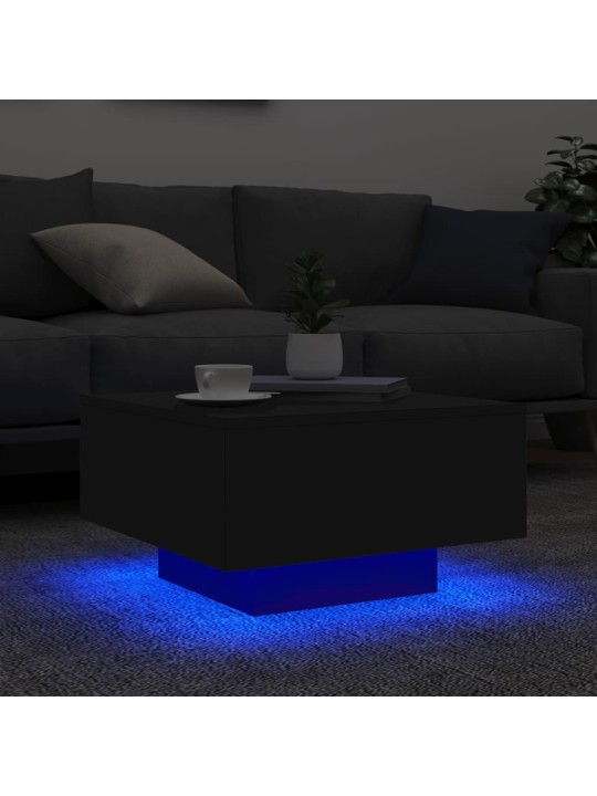 Sohvapöytä LED-valoilla musta 55x55x31 cm