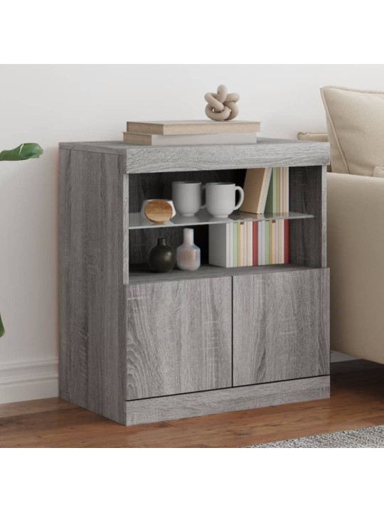 Senkki led-valoilla harmaa sonoma 60x37x67 cm