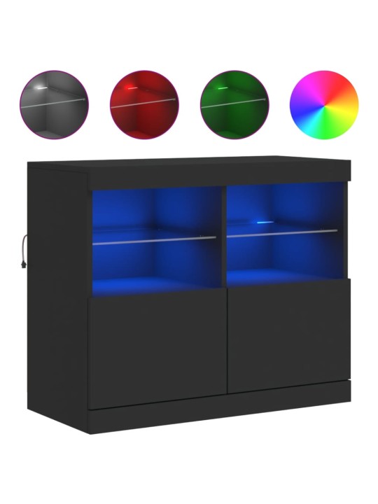 Senkki LED-valoilla musta 81x37x67 cm