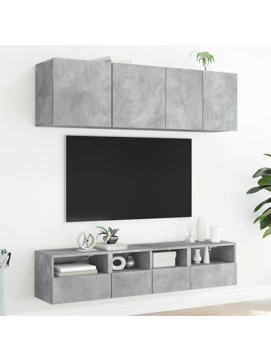 TV-seinäkaapit 2 kpl betoninharmaa 40x30x30 cm tekninen puu