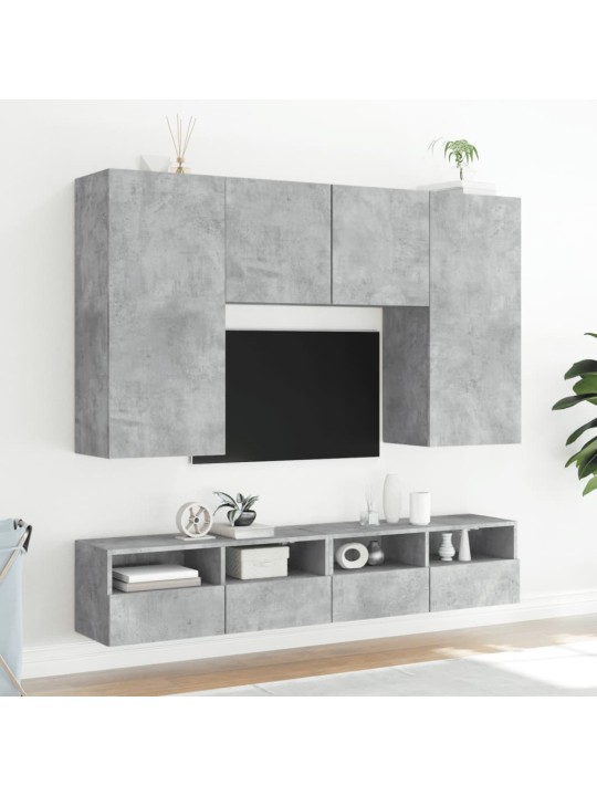 TV-seinäkaapit 2 kpl betoninharmaa 80x30x30 cm tekninen puu