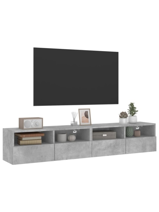 TV-seinäkaapit 2 kpl betoninharmaa 80x30x30 cm tekninen puu