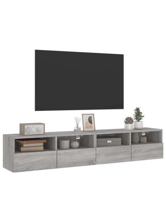 TV-seinäkaapit 2 kpl harmaa Sonoma 80x30x30 cm tekninen puu