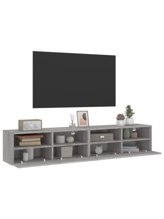 TV-seinäkaapit 2 kpl harmaa Sonoma 80x30x30 cm tekninen puu