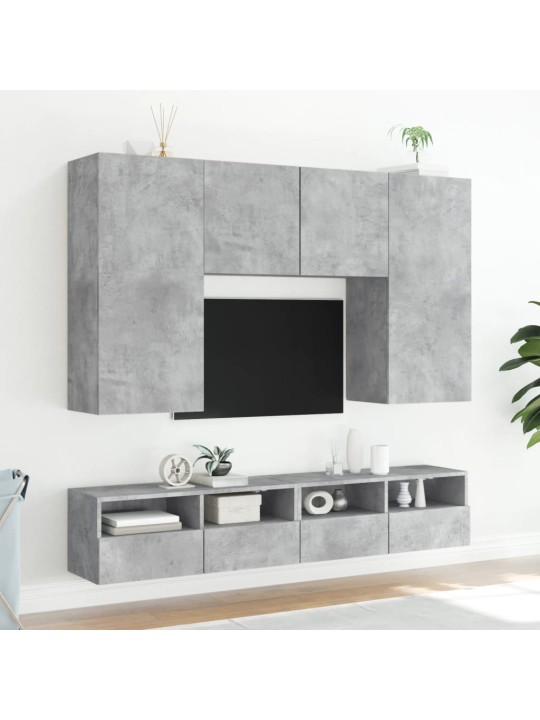 TV-seinäkaapit 2 kpl betoninharmaa 100x30x30 cm tekninen puu