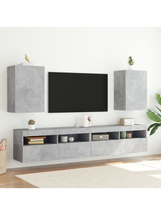 TV-seinäkaapit 2 kpl betoninharmaa 40,5x30x60 cm tekninen puu